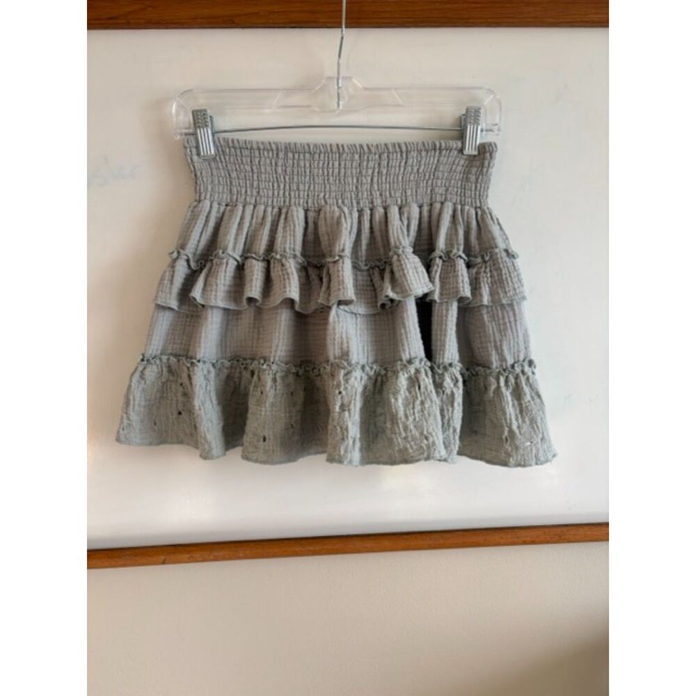 Vintage Havana Sage Green Tiered Ruffle Skirt, Size M